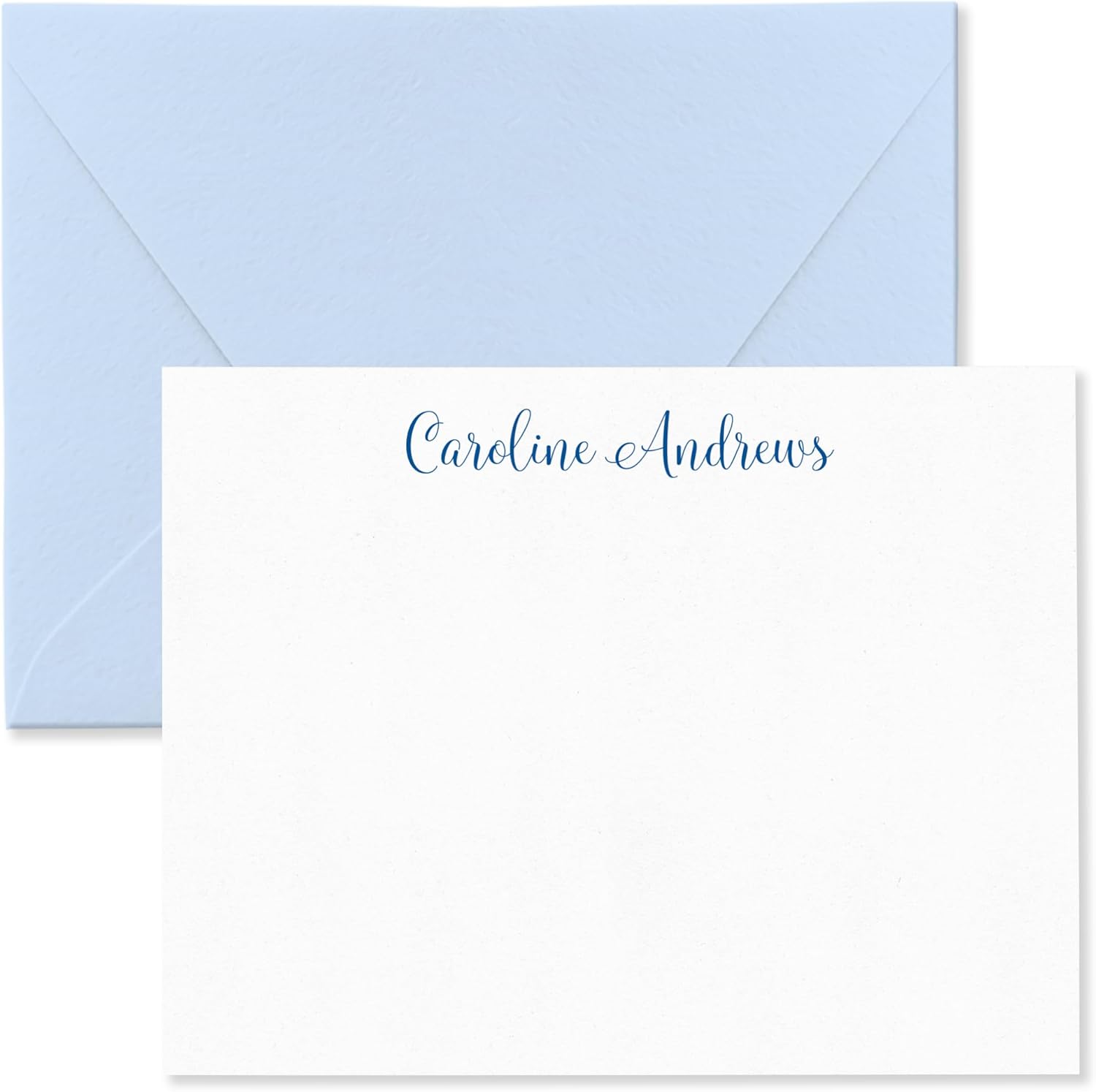 Fairmont & Grove Personalized Note Cards and Envelope Stationery Set for Women - Flat Notecard Stationary Set with Name in Script Font, Custom Thank You Cards (Capitalized Letters, A2)