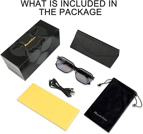 Miniatura 7 de Lentes Bluetooth elegantes, lentes inteligentes inalámbricos con auriculares Bluetooth de oreja abierta, control de voz, hechos de acero inoxidable