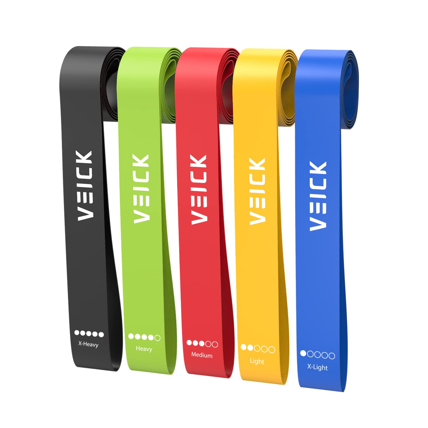 VEICK Resistance Loop Exercise Bands, Elastic Workout Bands for Men Women, Set of 5 Different Resistance Levels Stretch Band for Home Fitness Stretching Strength Training Physical Therap