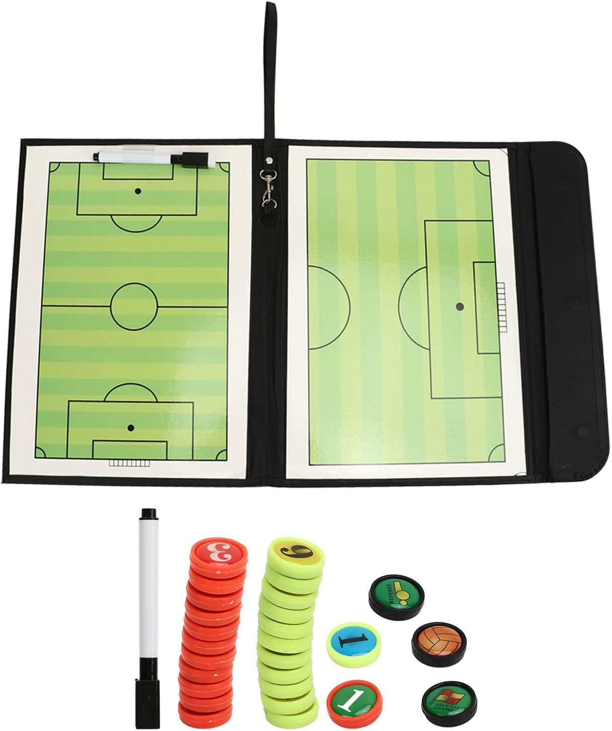 Soccer Coaching Board, Portable Foldable Football Magnetic Strategy Board Kit with Marker Pen and 27 Magnetic Pieces for, Training Sessions and Game Day Planning