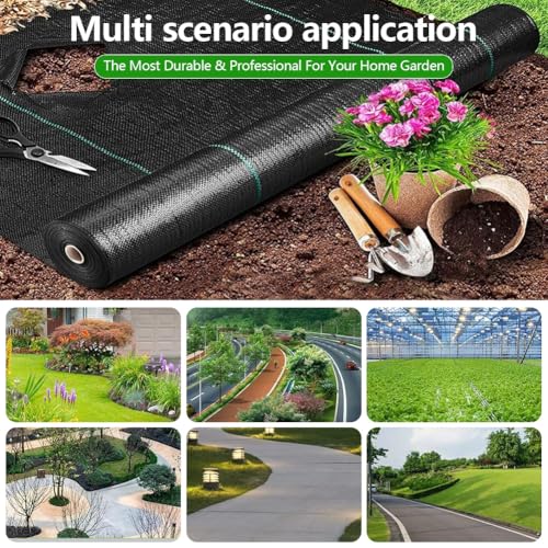 Timoau 12ft x 300ft Weed Barrier Landscape Fabric Heavy Duty,3.2 oz Weed Blocker Garden Ground Cover Fabric,Garden Control Cloth,Ground Cover with Woven Weed Cloth,Durable Landscaping Fabric