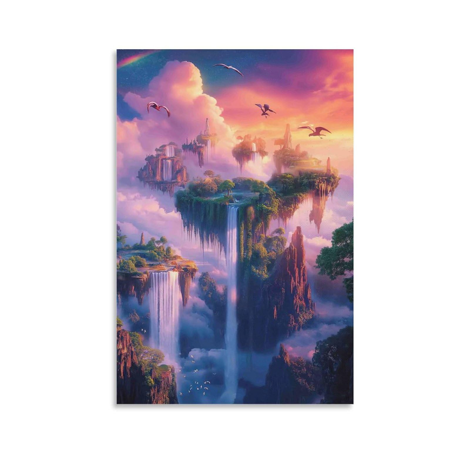 DHBANEIOK Fantasy Floating Islands Poster Artwork Giclee Canvas Prints Modern Canvas Wall Art Picture Wall Hanging for Living Room Home Decorations 20x30inch(50x75cm)