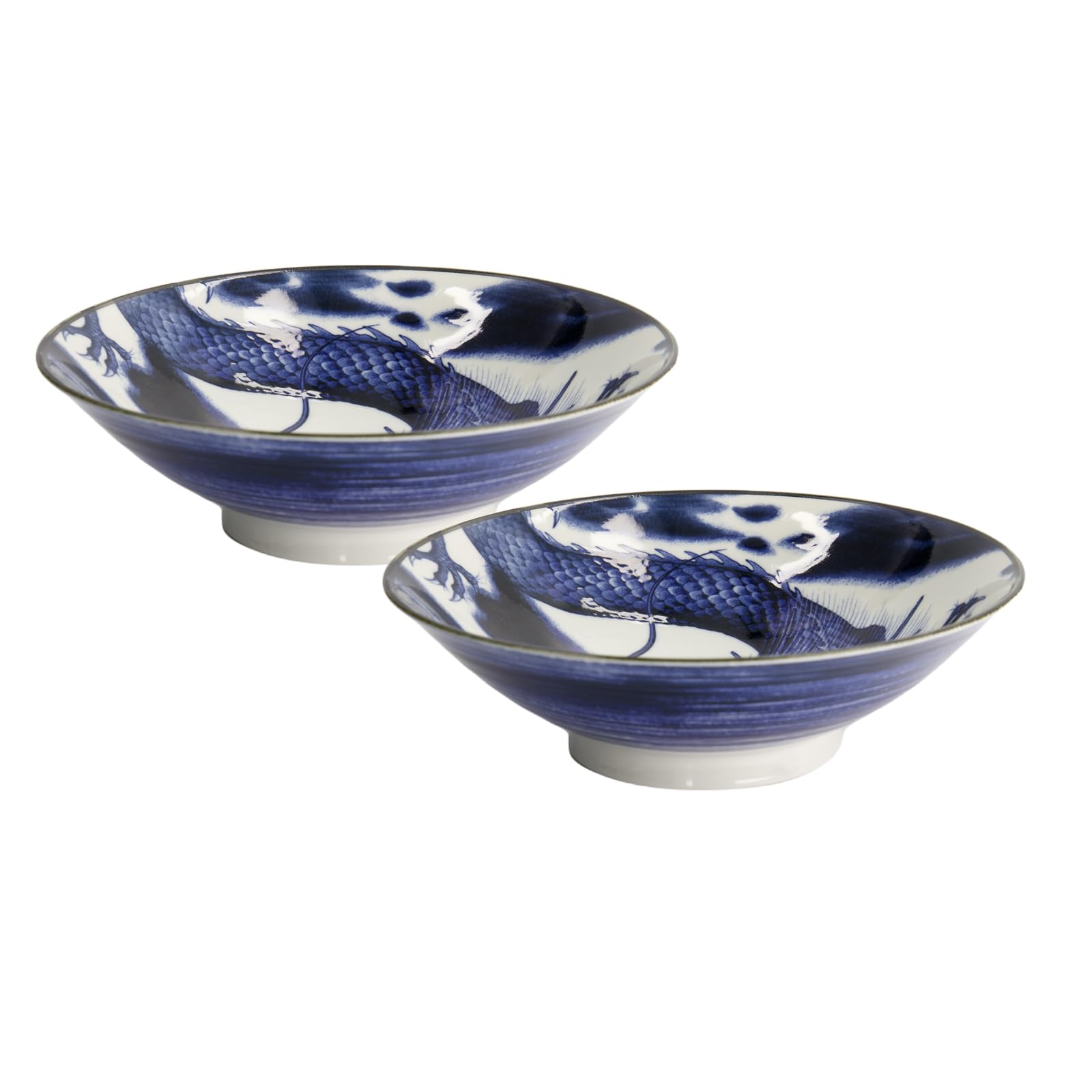 Blau-weiße Porzellanschale – Stylische Nudel- & Servierschale, 450 Ml, Ideal Für Ramen, Salat & Mehr