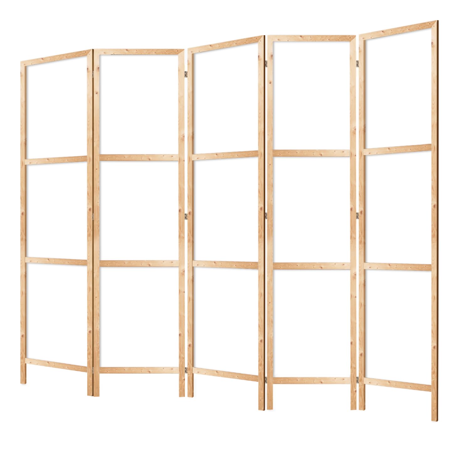 Separe Divisorio Interno Monofacciale - Paravento da Interno 5 Pannelli Divisorio per Ambienti - Giapponese Divisori per Interni senza Motivo - 225x172 cm