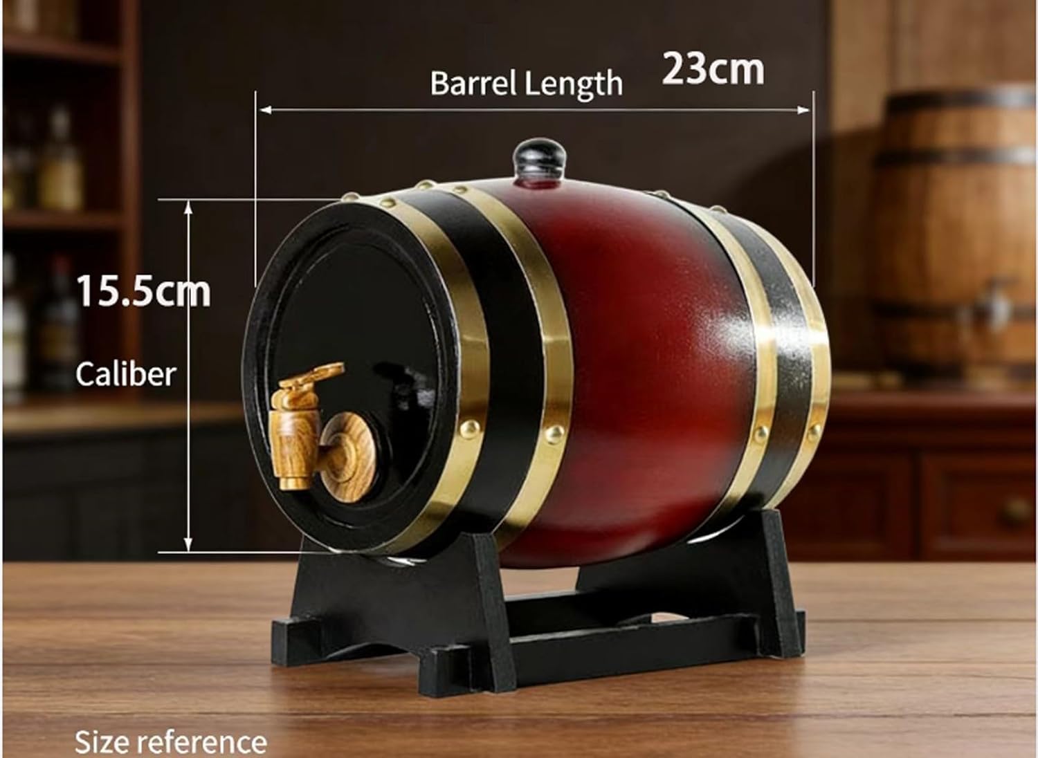 Oak Aging Barrel for Home Wine, Charred Oak Barrel, Traditional Design with Wood Faucet, Perfect for Finishing(C,3L)