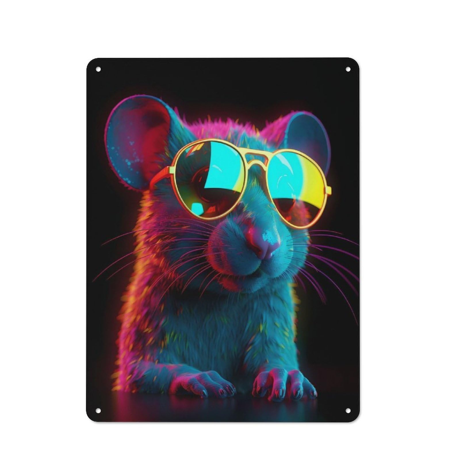Junmoney Mouse Sunglasses Metal Sign 40X30cm With For Workshop Wall, Rustic Decor, For Collectors Decorating Workshops And Hobby Rooms