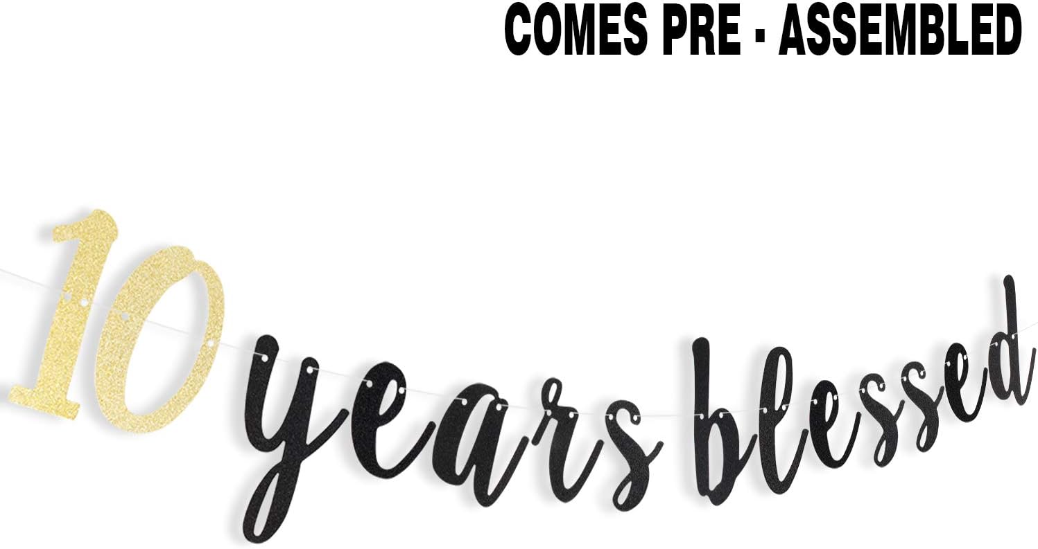 Lingteer 10年間 祝福筆記体スクリプトバンティングバナー 10歳のお誕生日 結婚記念日パーティーデコレーション Toys Games Amazon Co Jp