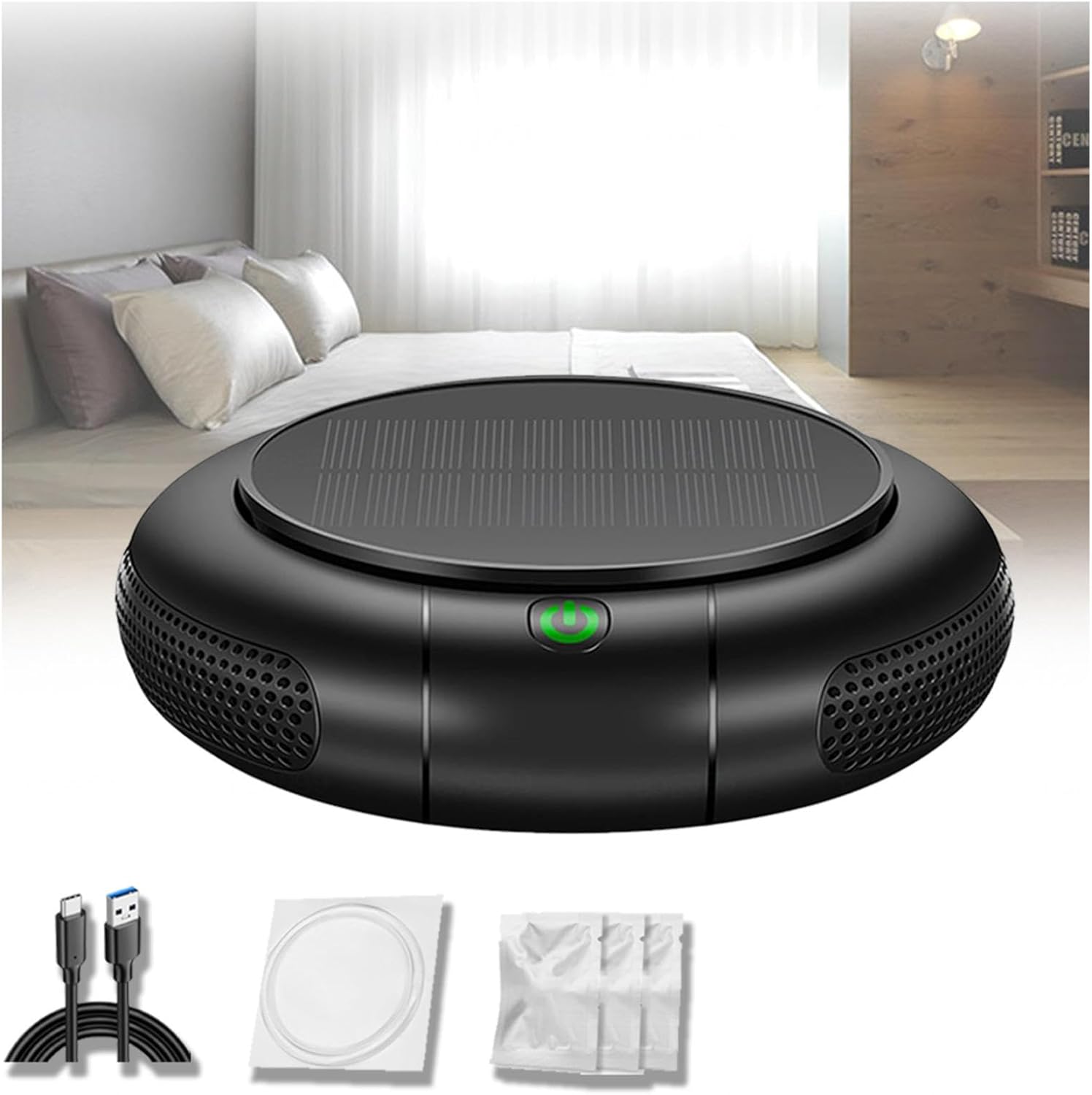 Battery Operated Air Purifier, With Solar Panels, 1200mh