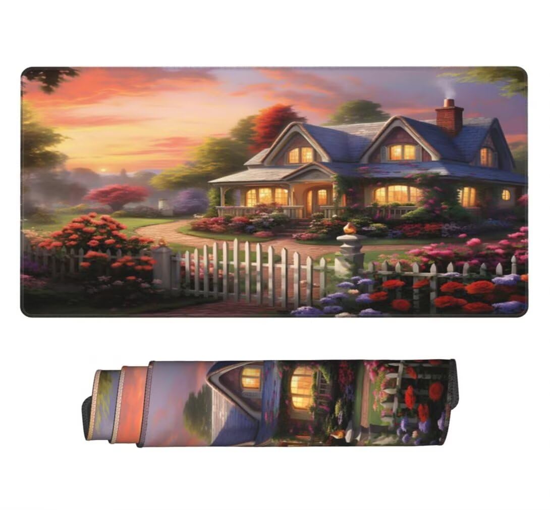 Tappetino Mouse XXL 1000x500mm Casa da Sogno Grande Mouse Pad, Tappetino Scrivania con Bordi Cuciti, Grande Mousepad Gaming con Base Antiscivolo per Giocatori, Ufficio e Casa (Paesaggio) -MP1598