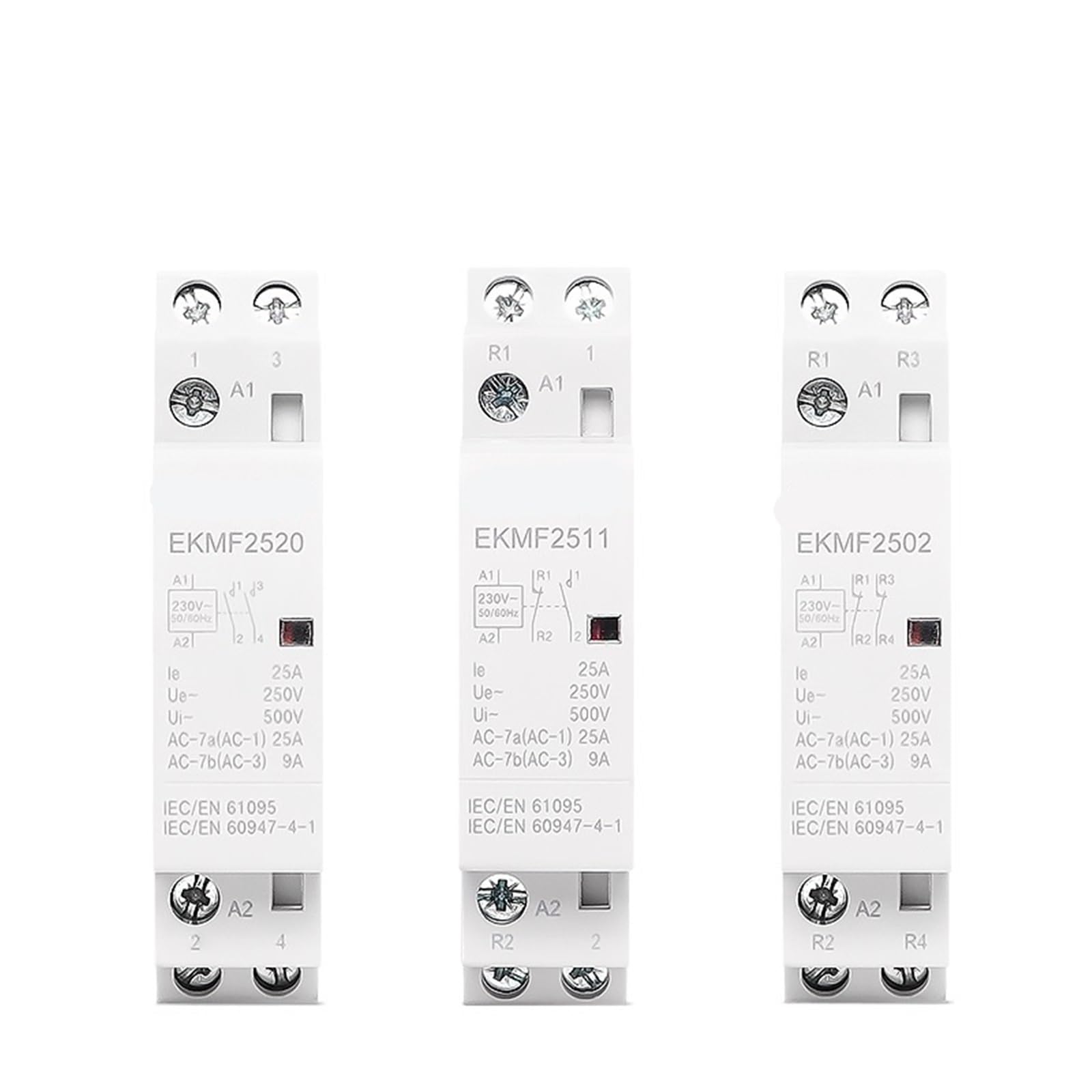 PIHWGUVD Modular AC Contactor Din Rail Household 220v Single Phase 2P 2no 2nc 1no 1nc 25A 20A 16A for Automation EKMF(2p 25a 2nc)