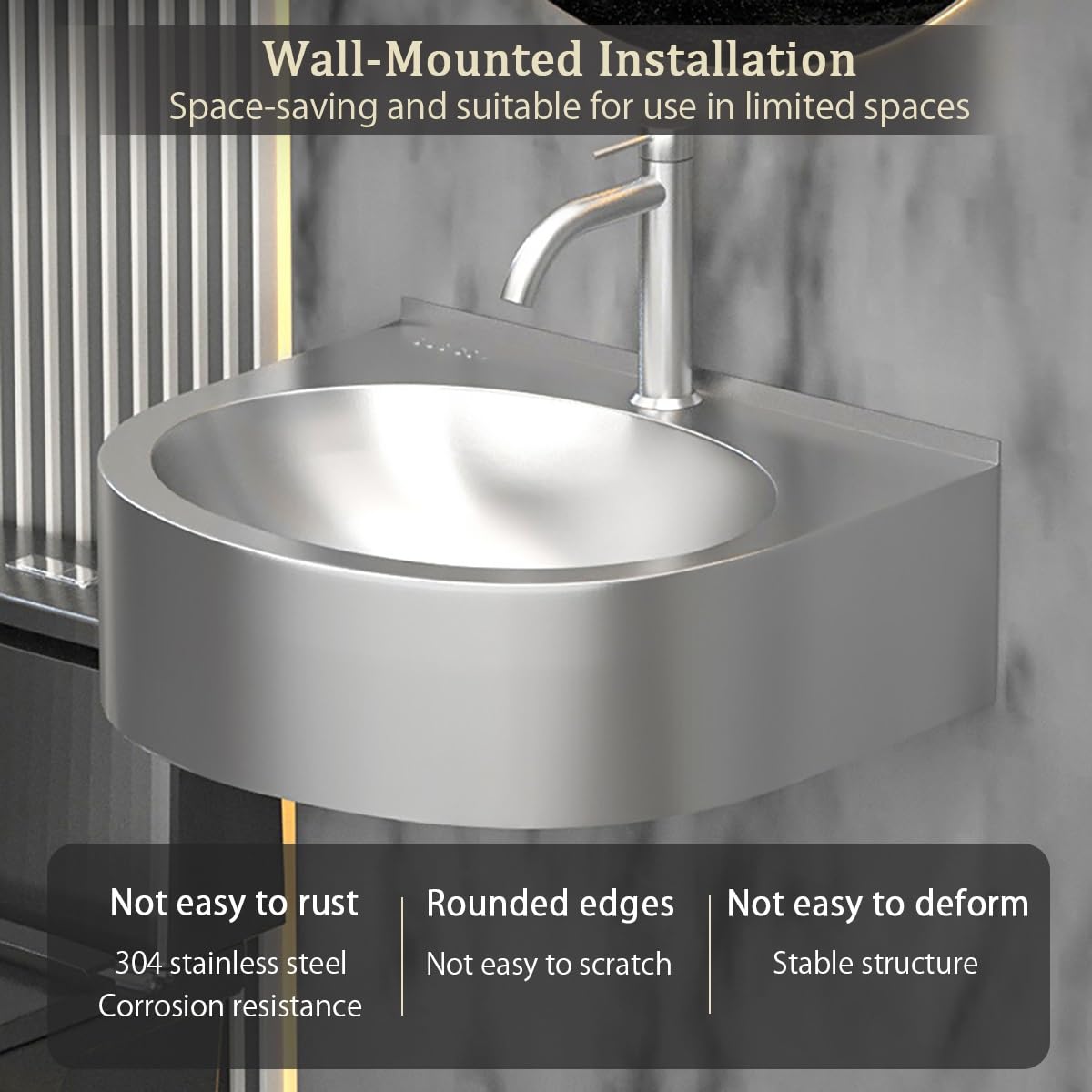 Eckwaschbecken Aus Edelstahl,Wandhängendes Aufsatzwaschbecken Badezimmer,Oval Eckig Waschbecken,Modernes Waschbecken,Waschbecken Gäste Wc,Handwaschbecken Klein Gäste Wc,Für Kleine Räume(Gold)