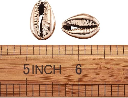 Vista 99 de Cheriswelry 50 cuentas de concha galvanizadas, conchas de cauri en espiral, conchas de mar, verano, playa, cuentas espaciadoras sueltas