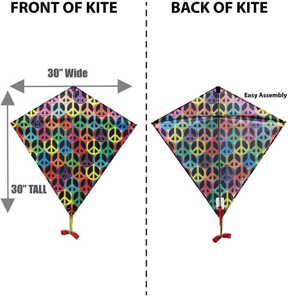 WindNSun Winddiamond Polyester Ripstop Peace Diamond Kite, 30 inches