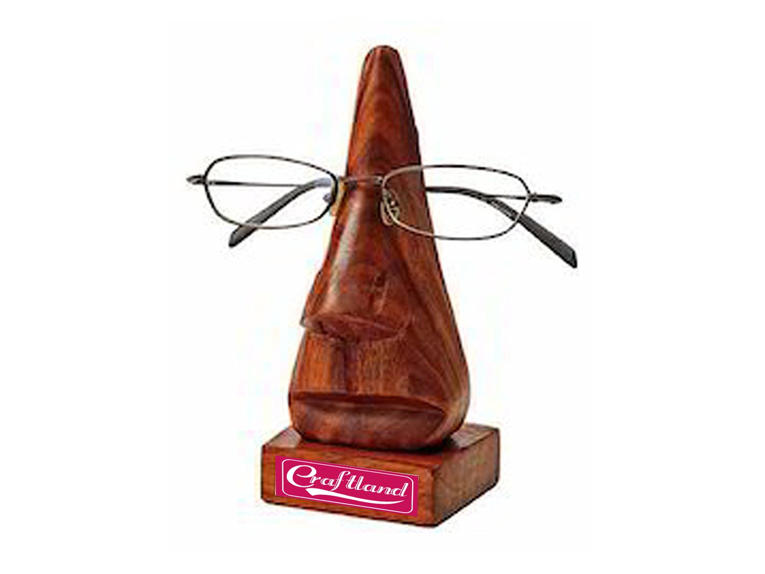 Craftland Wooden Nose Spectacle Stand (Brown, 5 Inches x 5 Inches x 9 Inches) 3