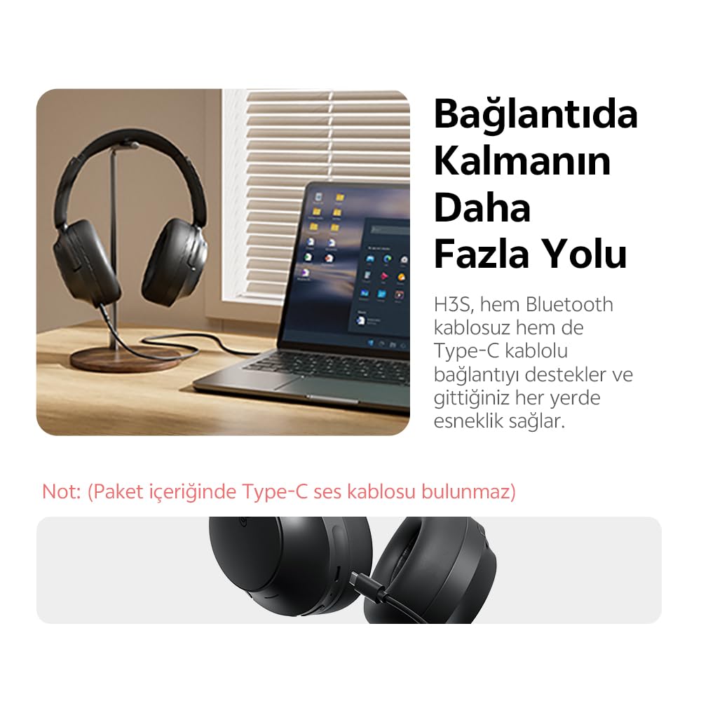 H3S 6.0 Auriculares Bluetooth Anc Hi-res Ldac Dual Driver Auriculares 7 Mics Inteligencia Artificial Escuchar 102 Horas (blanco)