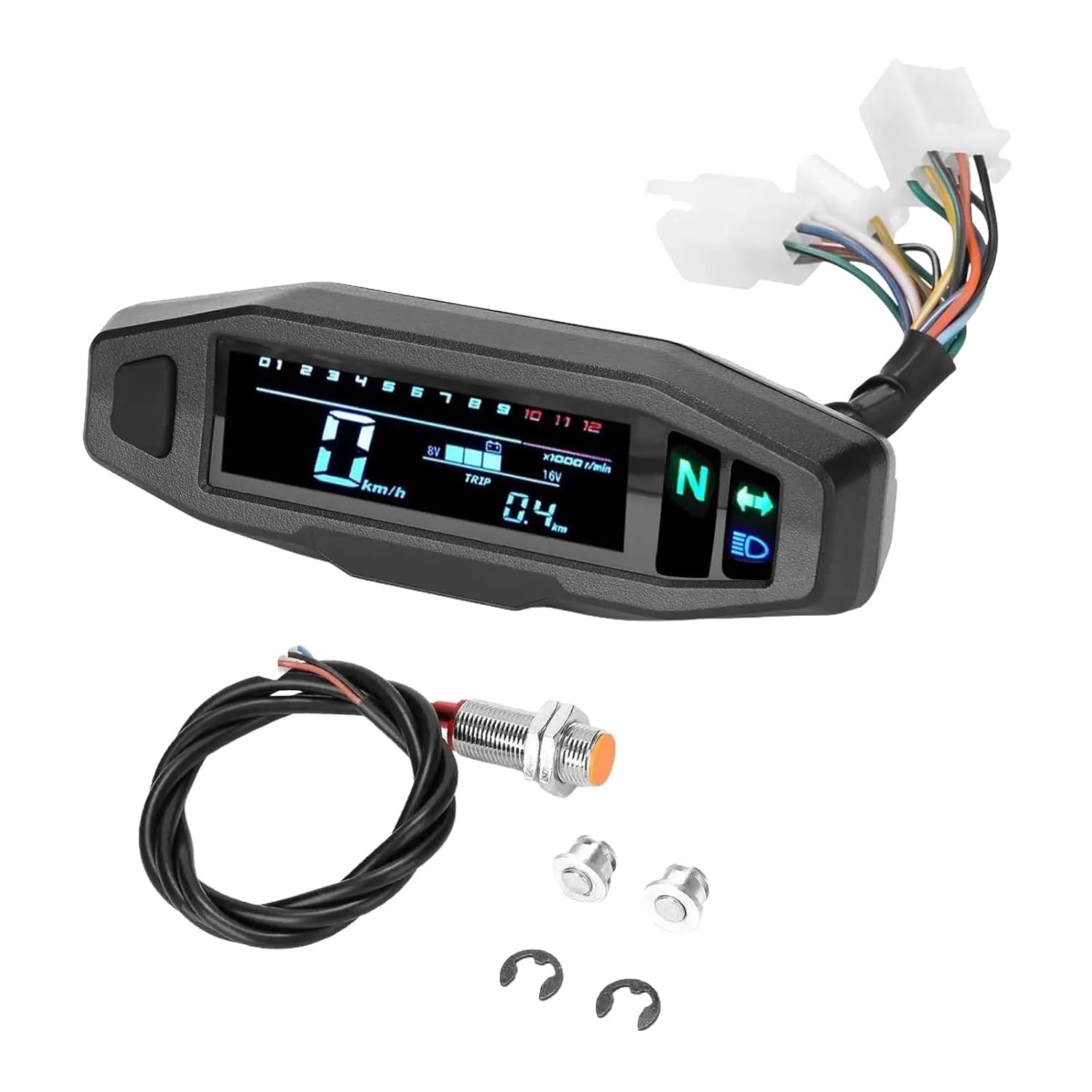 Motorcycle Speedometer Tachometer Universal Motorcycle Speedometer Odometer Tachometer RPM Fuel Meter Backlit Digital Carburetor Meter