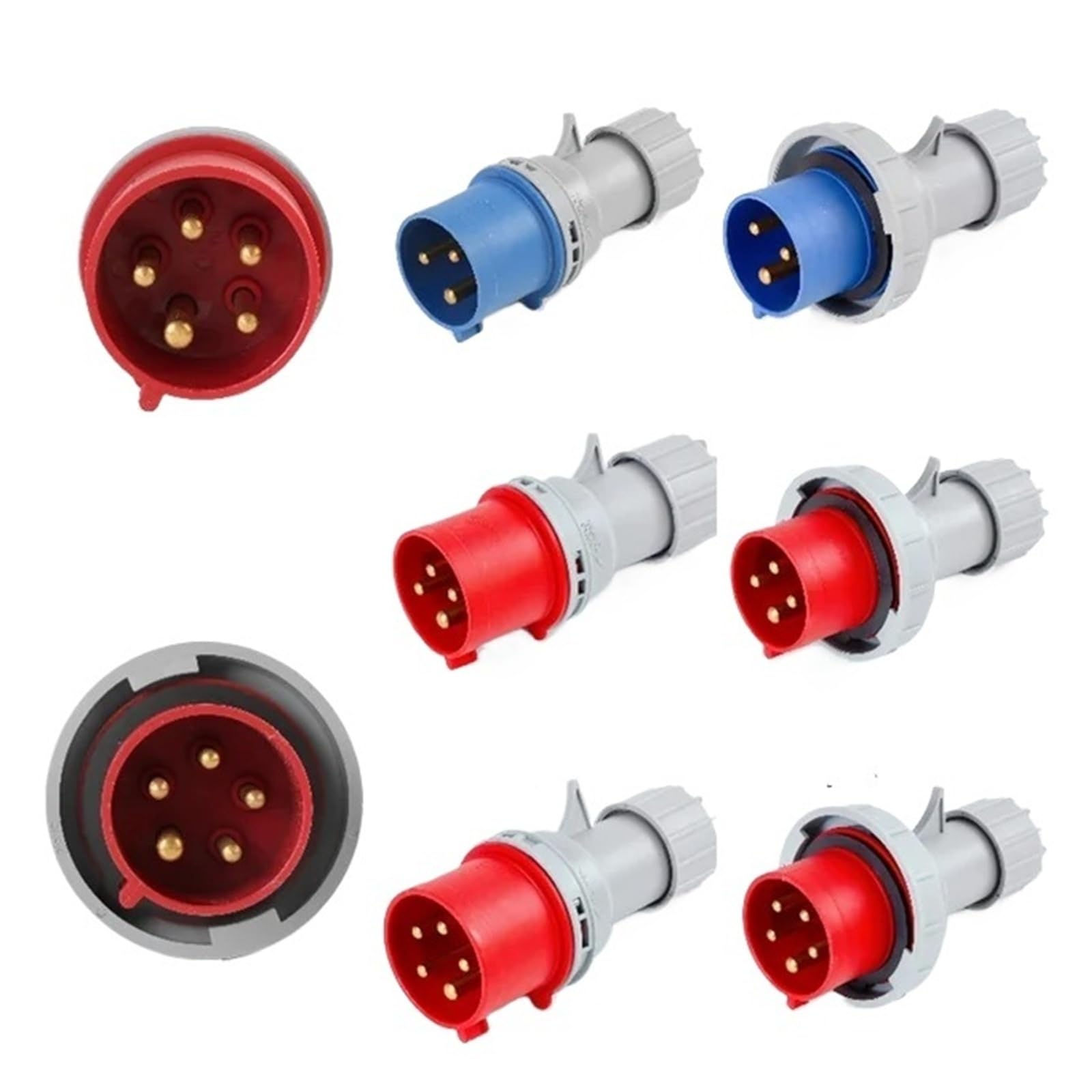 16/32A Industriestecker und -buchse 3P/4P/5Pin Elektrischer Anschluss IP67 Wandsteckdose Männlich & Weiblich Stecker(32A Plug,5 PCS-4P IP44)