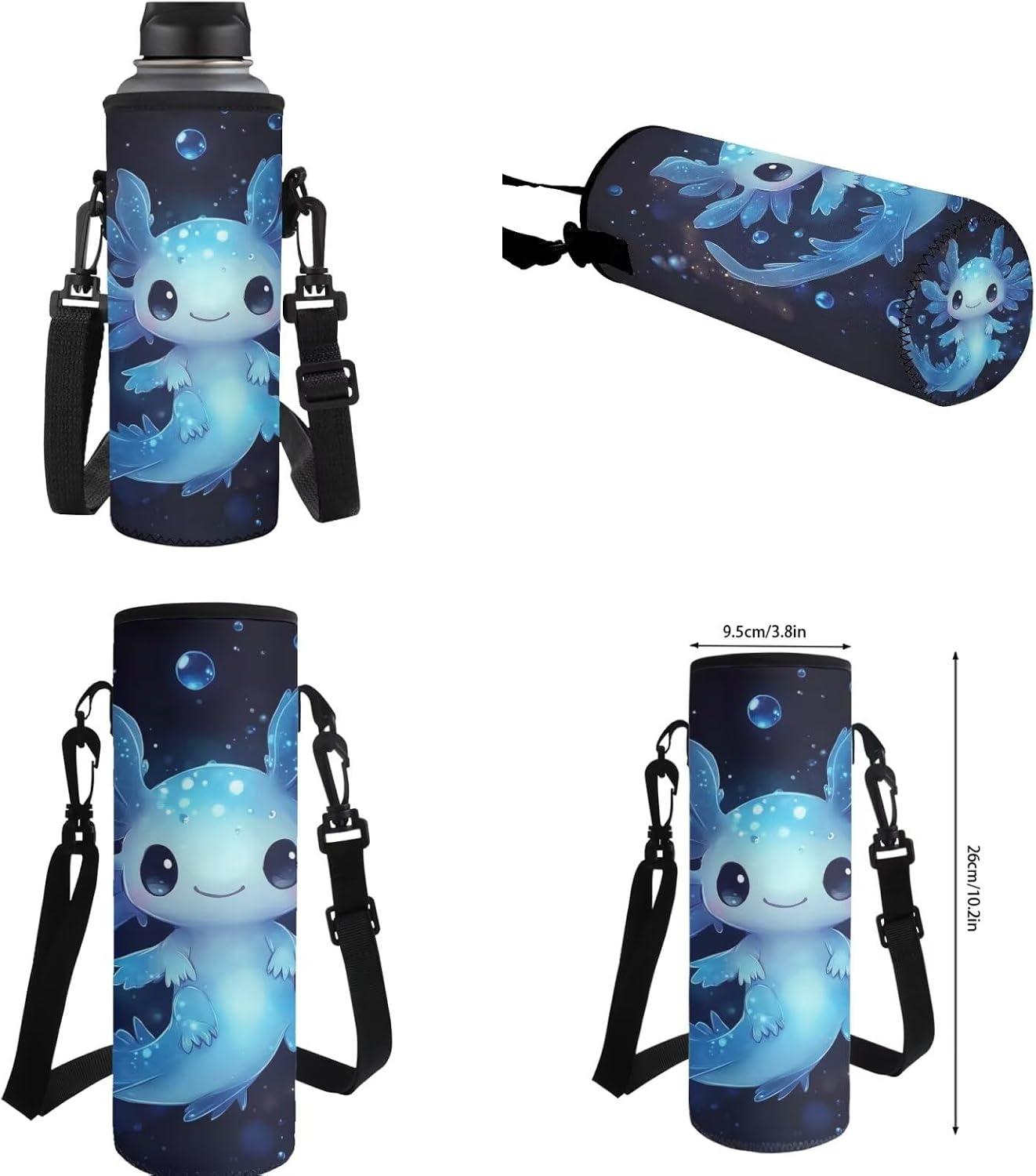 Blue Axolotl Backpack and Lunch Box for Girls 6-8/8-10 Elementary School Bookbag with Lunchbox Pencil Case Watter Bottle Holder Keychain 5PCS Toddler Student Back Pack Kids Primary Book Bag