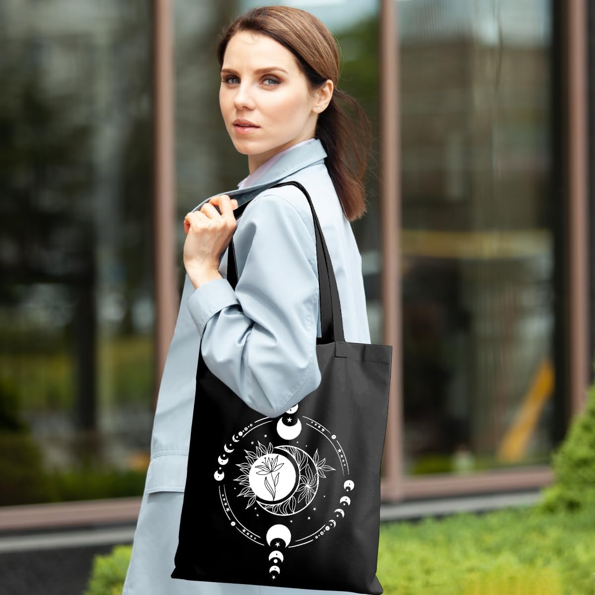 Mystic Sun and Moon Tote Bag Cottagecore Reusable Grocery Bags Sea Animals Western Cat Lover Gifts Weekender Bag - Image 2