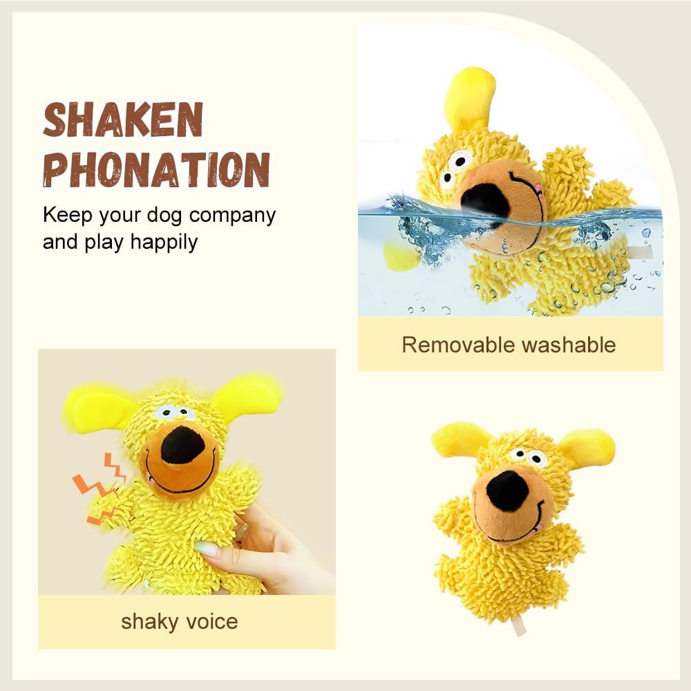 Squeaky Dog Plush Toy, 2026 New Indestructible Dog Toy, Durable Interactive Chew Toys with Squeaker for Small Dogs Puppy to Keep Them Busy (Yellow+ Blue)