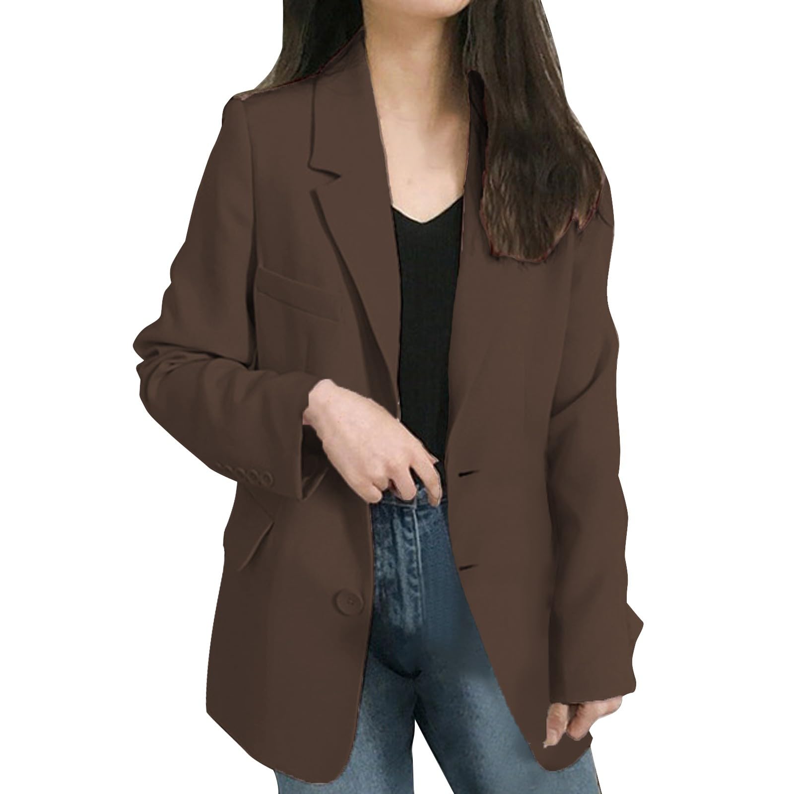 Generisch Blazer pour femme, rose, moderne, grande taille, blazer traditionnel, veste de costume sportive, en coton, blazer d'affaires, à manches longues, costume élégant, veste boutonnée, manteau de
