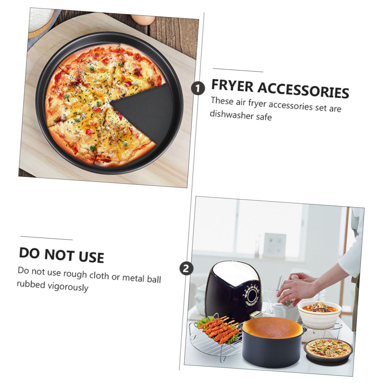 Toyvian 6 Stück Pizzablech für Heißluftfritteuse Frittierwerkzeuge aus Edelstahl Spülmaschinengeeignet für 6 Küchenhelfer