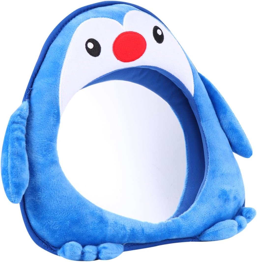 Penguin Shape Rearview Mirror for Car Backseat Safety Mirror with Wide View Shatterproof Design Adjustable Headrest Mount for Rear Facing Car Seats