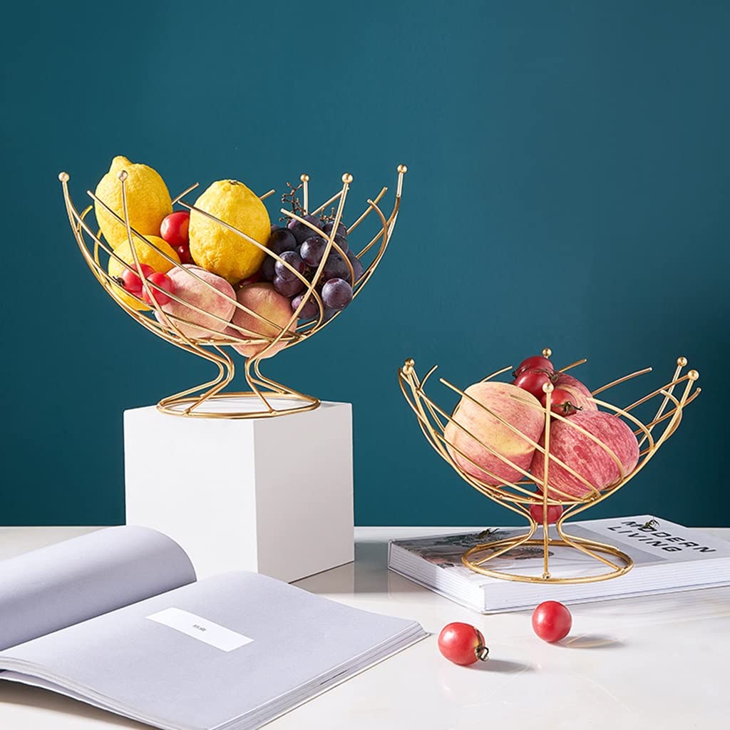 Cesta de Frutas de Estilo Moderno Tazón de fruta, bastidor de la cesta de frutas metálicas de encimera, plato de frutas creativas for pieza central de mesa for sala de estar, despensa, oro Plato Decor