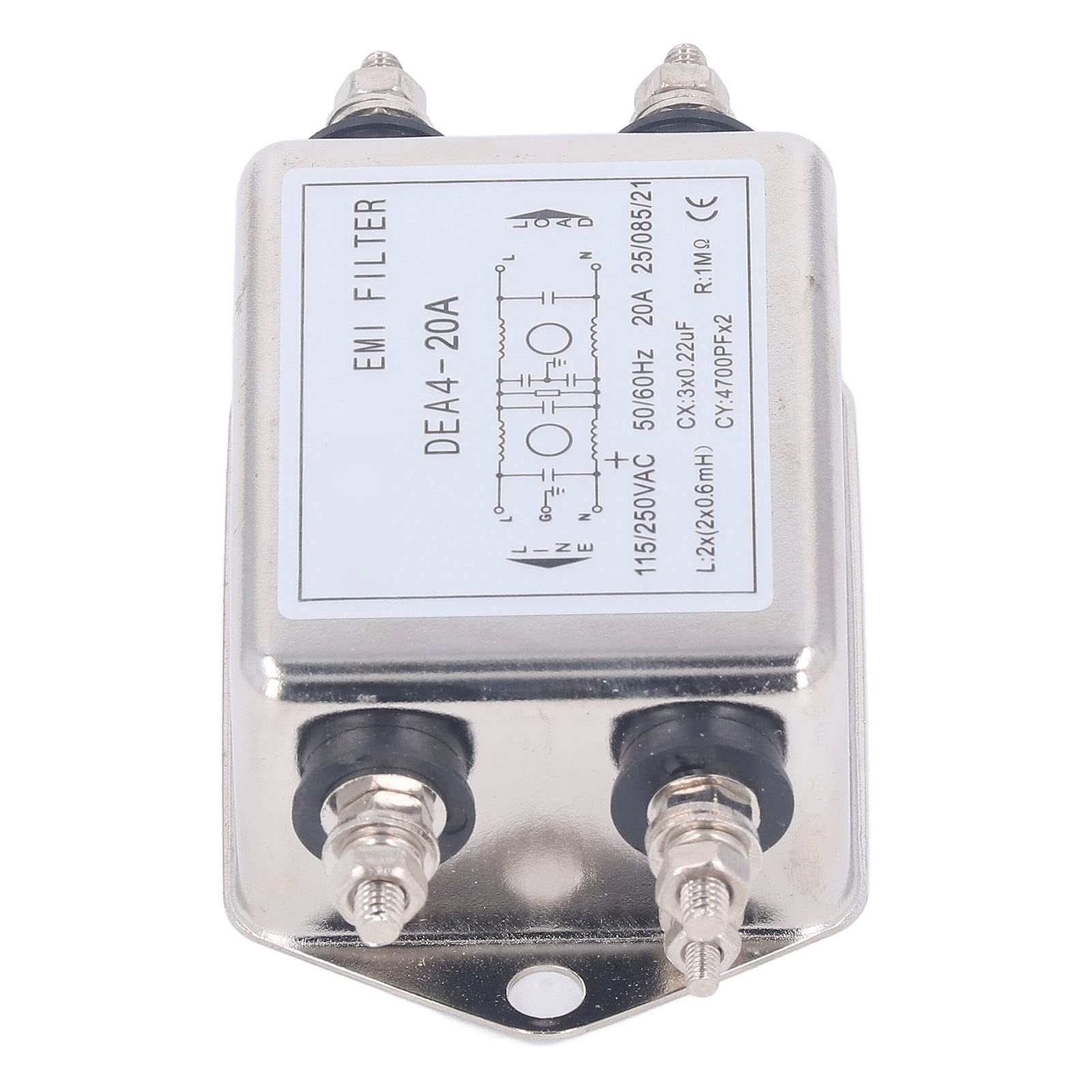 EMI Filter, AC 115V 250V 50/60Hz Wide Application Easy Installation 1 Phase EMI Noise Suppressor for Communication
