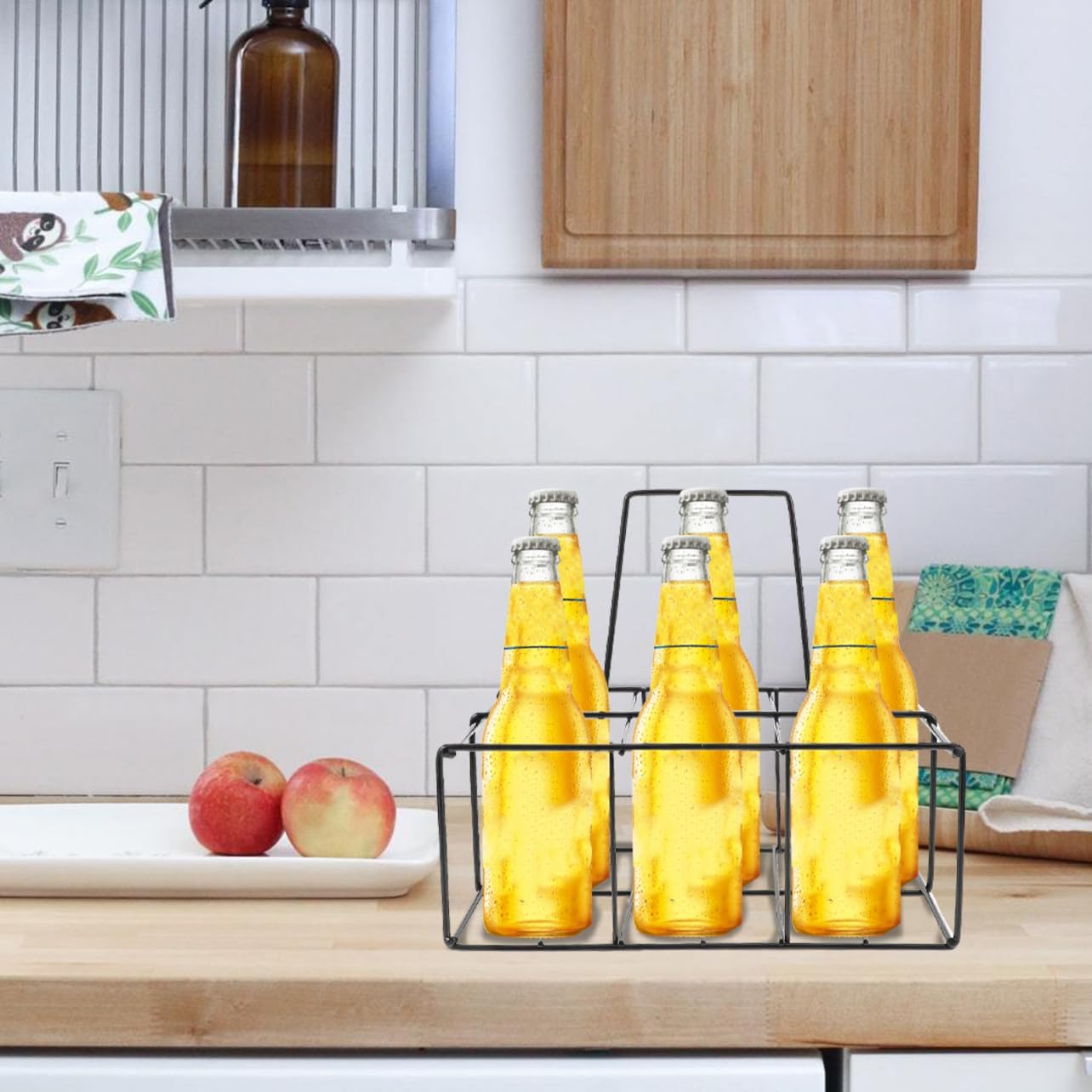 ABOOFAN Iron Craft Milk Bottle Holder Handle Storage Rack for Beer and Beverage Bottles Convenient Iron Organizer for Home Brewing and Kitchen Use