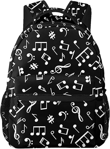 Miniatura 6 de Mochila de notas musicales de piano, mochila de viaje de moda, senderismo, camping, mochila para computadora, mochila para hombres y mujeres,