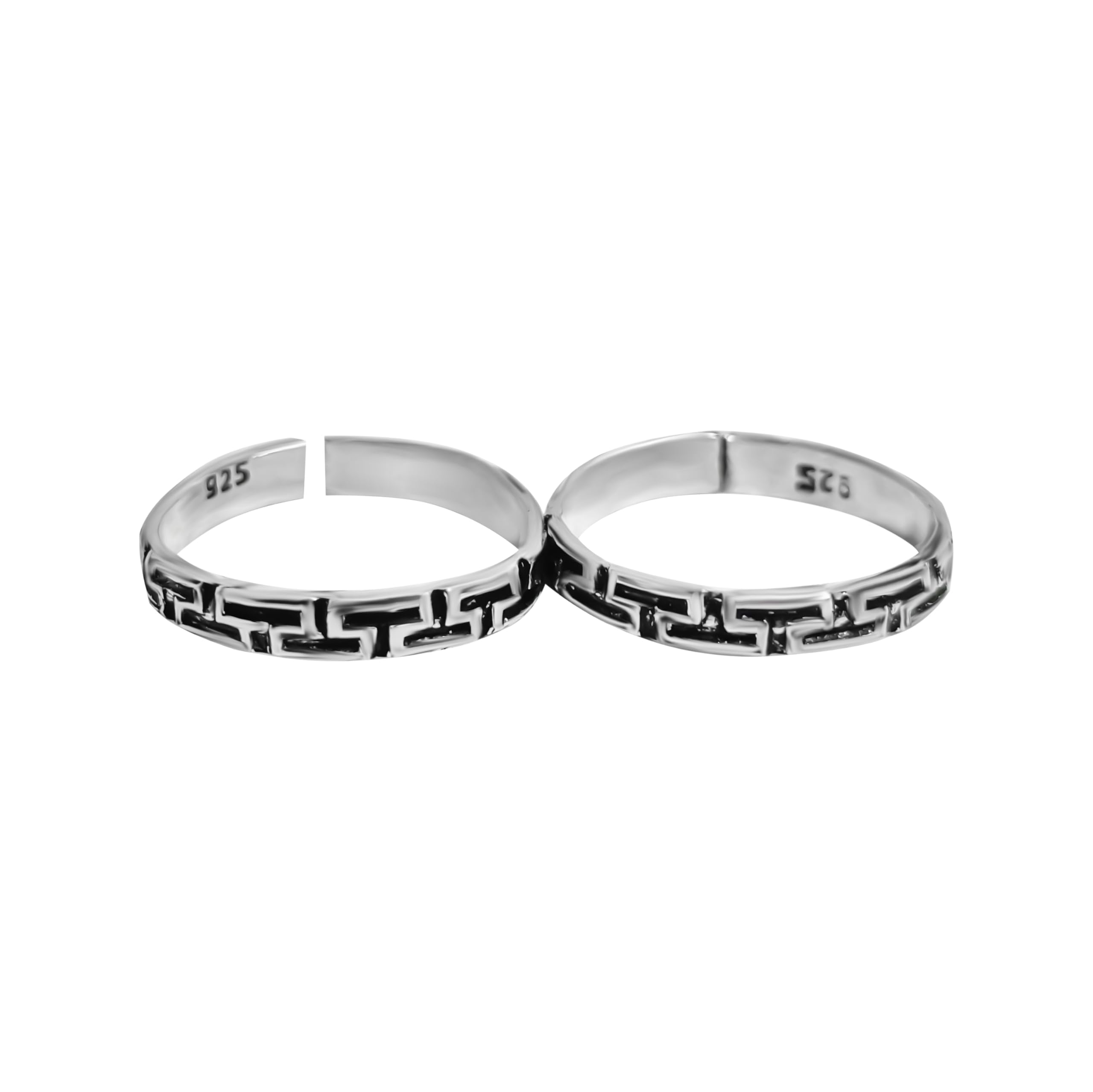925 Oxidised Silver Straight Pattern Toe Rings | Adjustable Toe Rings | Toe Rings for Women-image-18
