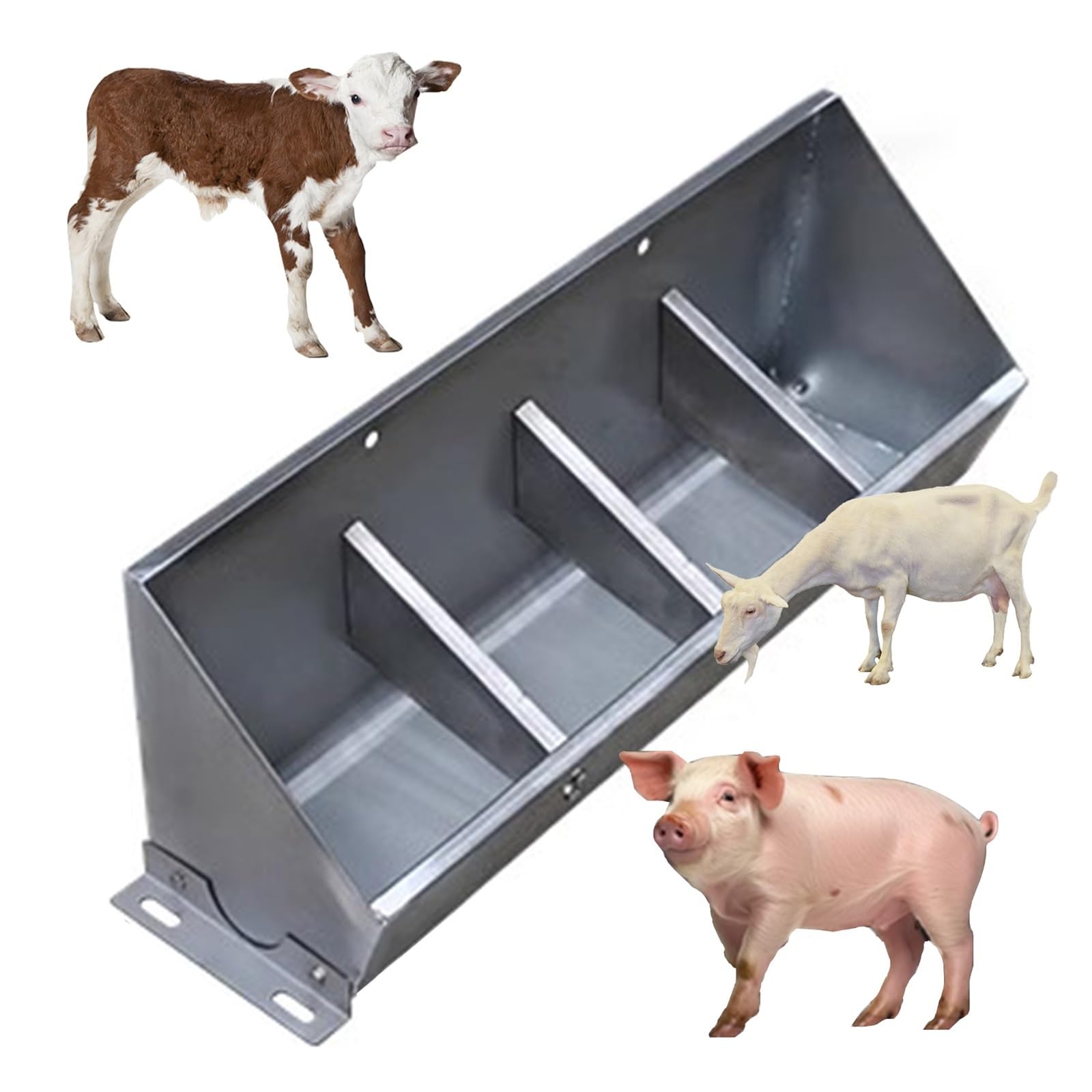 Kit de comedero para ganado con múltiples compartimentos, solución de alimentación duradera y eficiente para granjas porcinas, corrales de ovejas y establos de caballos
