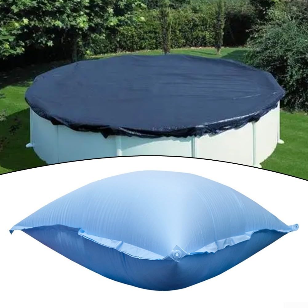 Cuscino gonfiabile per piscine fuori terra, compensatore di ghiaccio in PVC con corde di centraggio per pioggia e accumulo di foglie sulla copertura invernale, blu (120 x 240 cm-0,27 mm)
