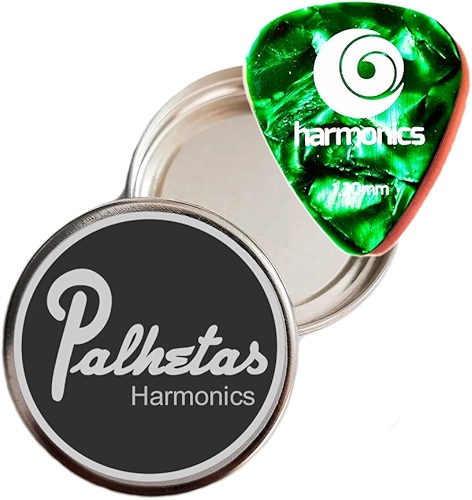 Kit 5 Palhetas Harmonics 1,20mm X heavy + Porta Palheta Lata