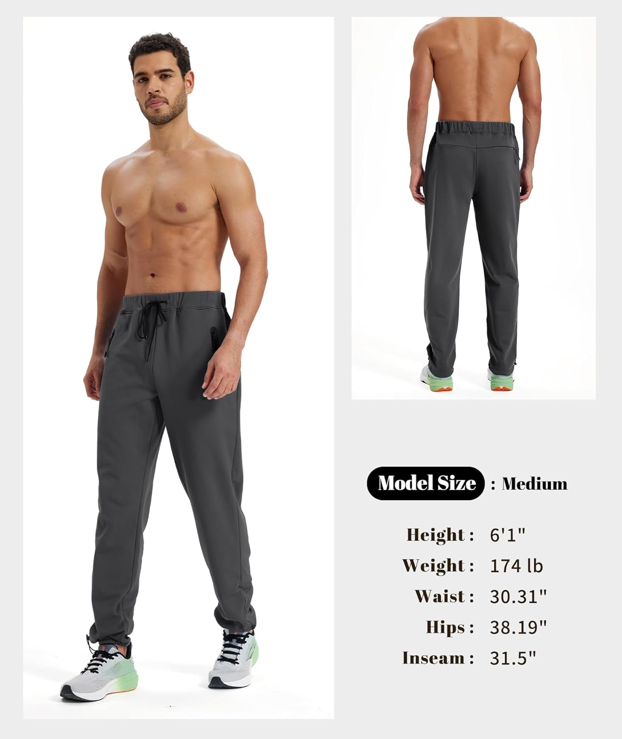 ZITY Mens Fleece Joggers Warm Winter Sweatpants with Zipper Pockets Workout Running Athletic Pants - Image 6