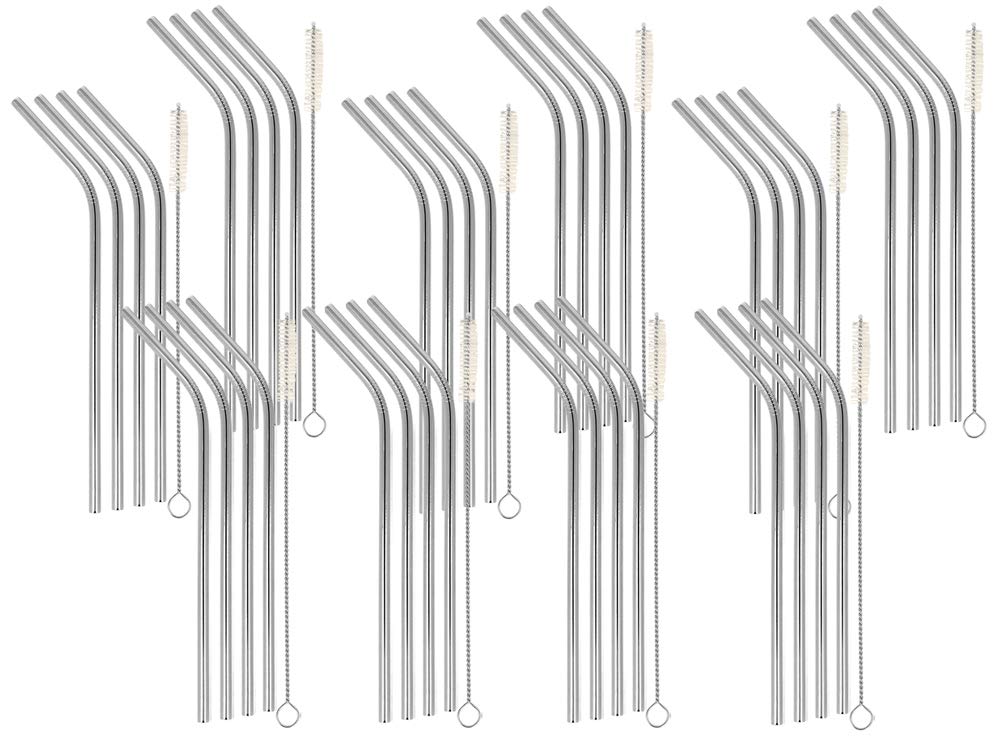 10er SET Metaltex 253181000 INOX Trinkhalme - geknickt - zu je 4 Stk. mit Reinigungsbürste/Strohhalme