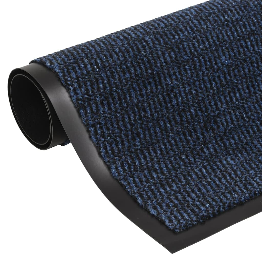 Zerbino "tufted", 60 x 180 cm, blu, robusto polipropilene con fondo in gomma antiscivolo, design moderno, per corridoio, ingresso e terrazza coperta