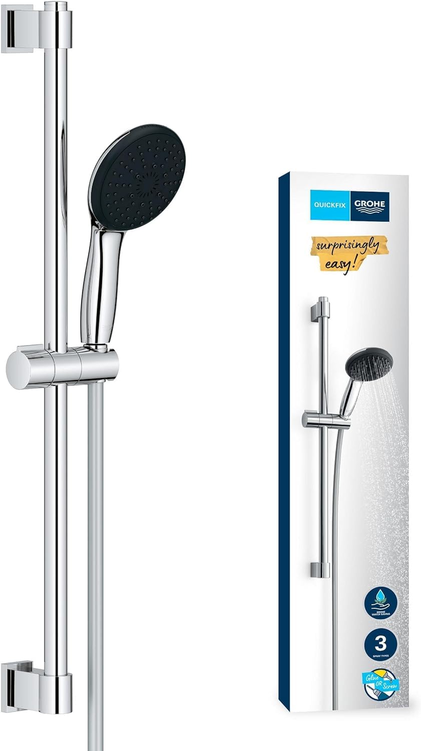 Douchette ronde 3 jets GROHE Vitalio Start 110 économie d'eau et barre de douche 60cm