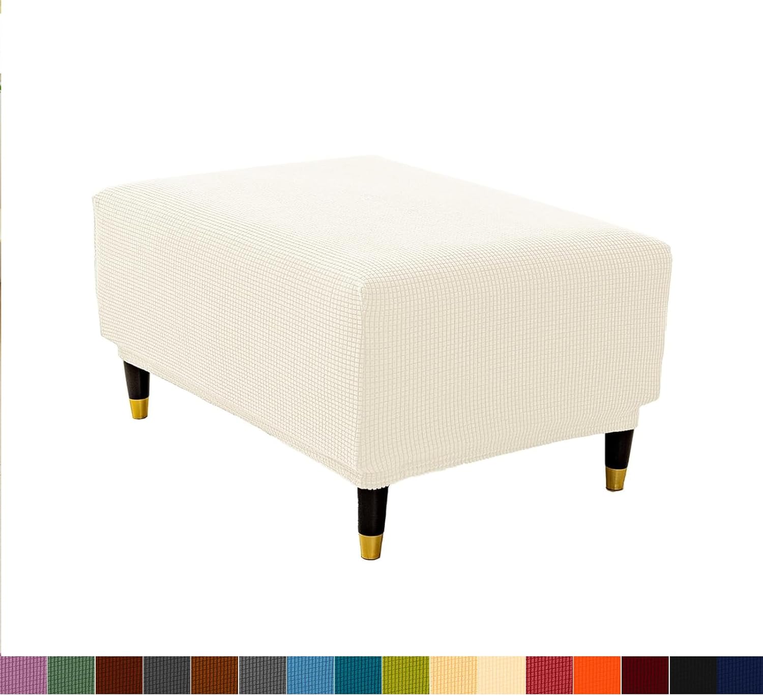 オットマン カバー、オットマンカバー 長方形、足置き カバー、スツールカバー 犬 猫 キズ防止、底部は伸縮性があります (ブラック,