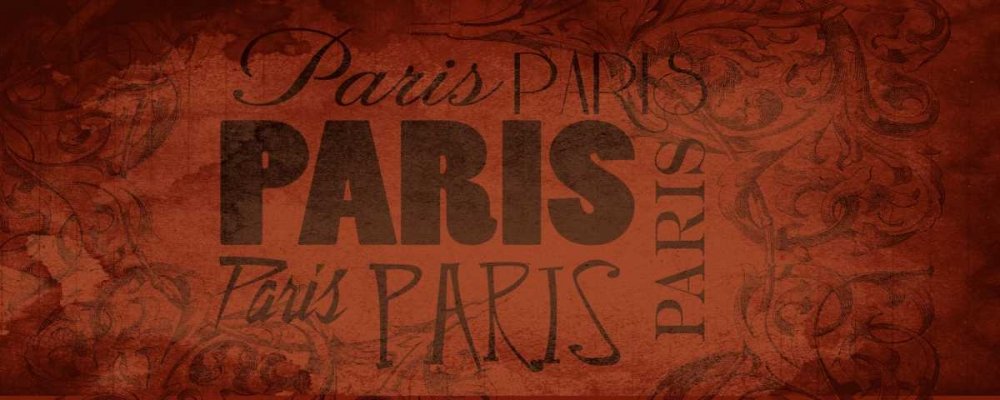 Lienzo impreso con caja americana Paris Grey Jace - Carteles horizontales Impresión artística Global Travel Typography Paris Red Marco flotante 11_X_27_in