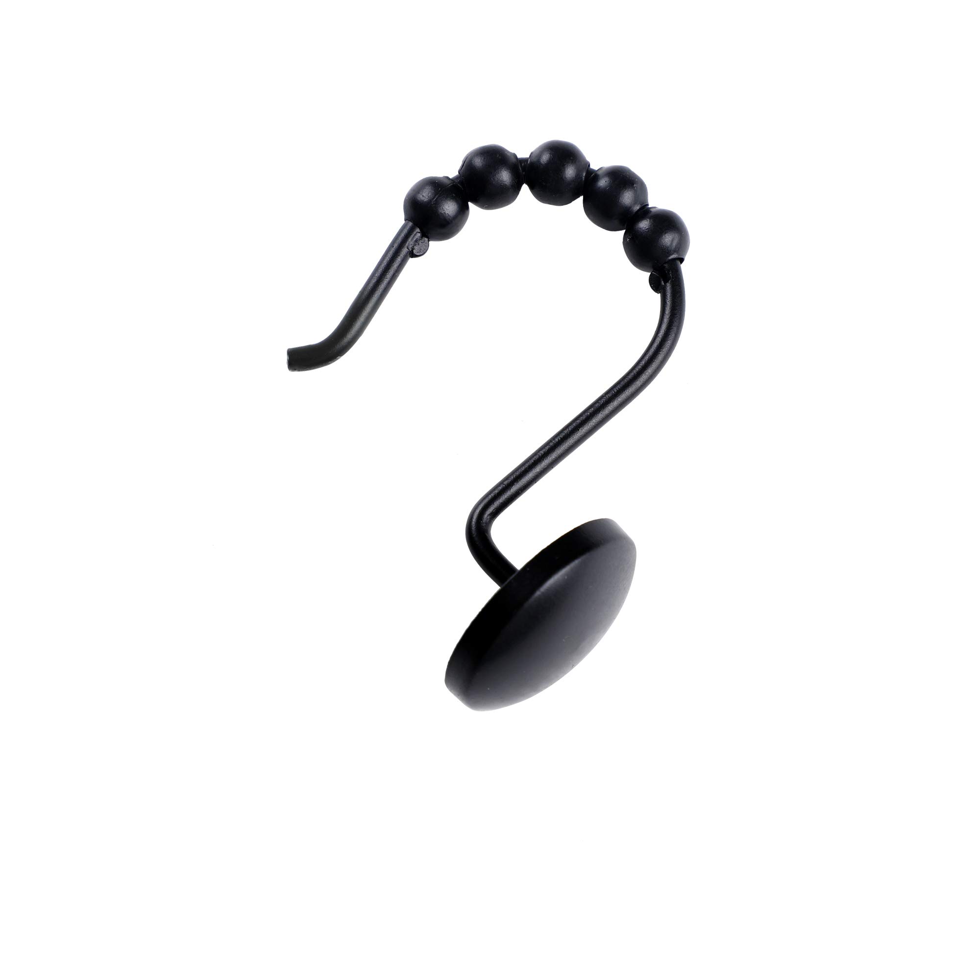 Utopia Alley Shower Hooks - Rust Resistant Roller Shower Curtain Hooks for Shower Curtain - Set of 12 Black