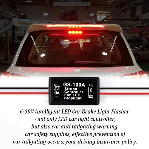 Miniatura 6 de 2 luces LED de freno GS-100A de 6 V-30 V con precableado, controlador de módulo estroboscópico intermitente universal para la mayoría de