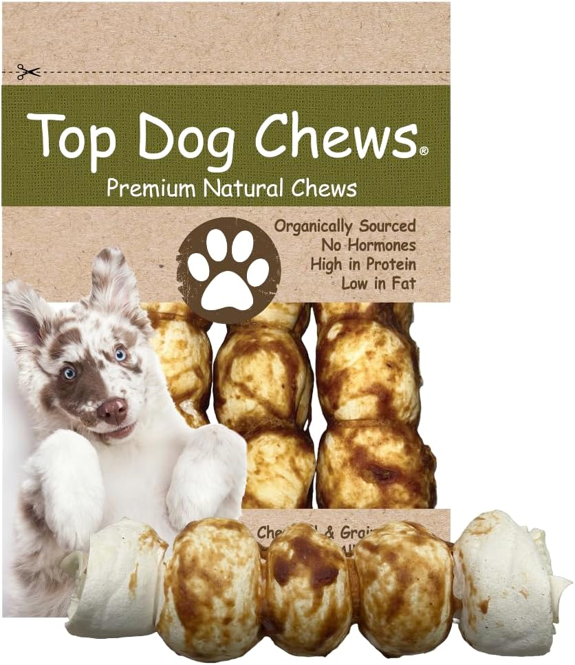 Top Dog Chews - Roasted Beef Cheek Rolls with Chicken Wrapped 10"-12" - 3 Pack