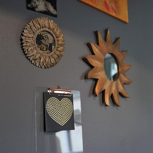 Miniatura 10 de UNIQOOO Paquete de 2 portapapeles de acrílico transparente grueso con clip de acabado dorado brillante, perfecto para amantes de las artes modernas