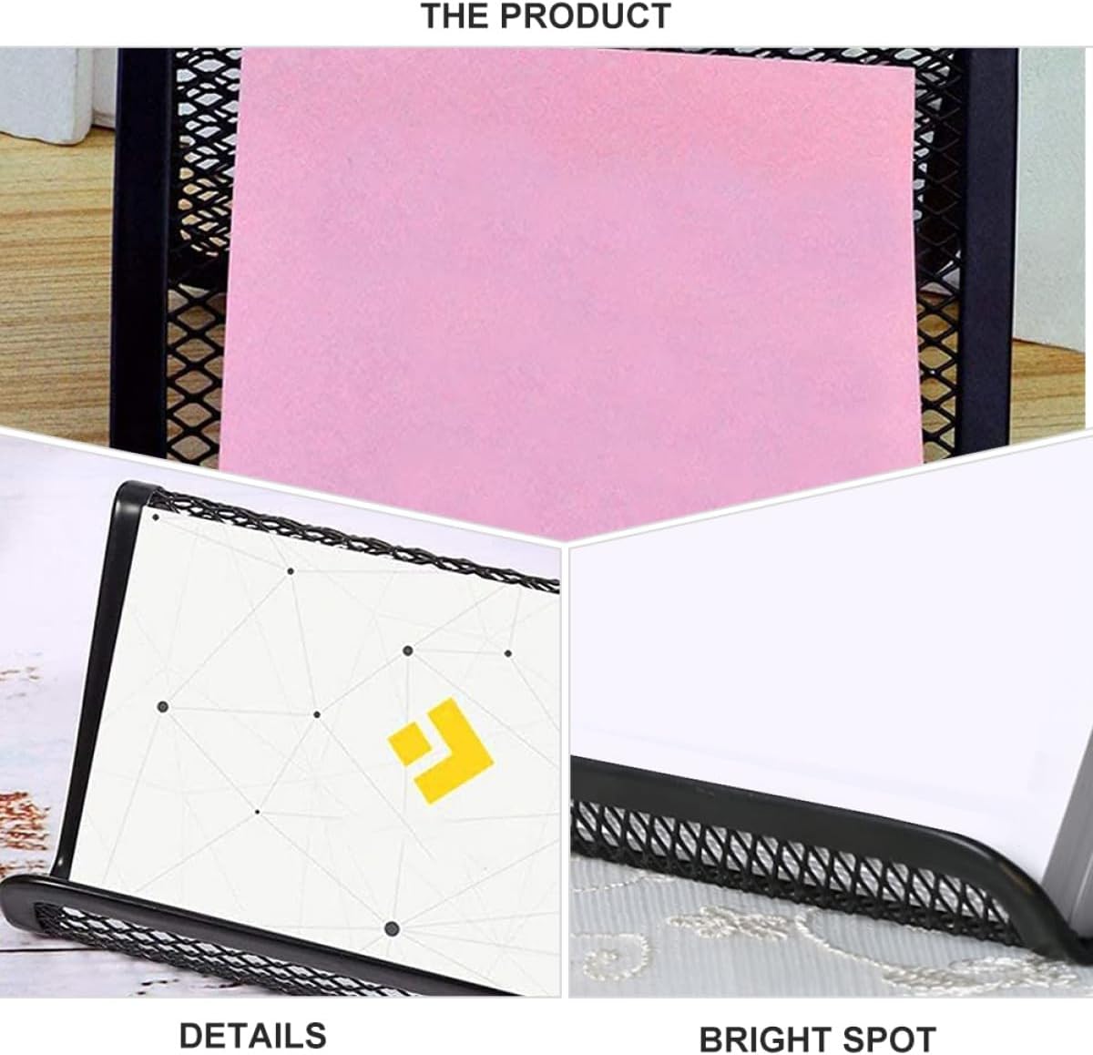 BETOOKY 4pcs Black Iron Mesh Business Card Holder Stands Metal Business Cards Racks Office Desktop Organizer Mobile Phone Stand for Workspace