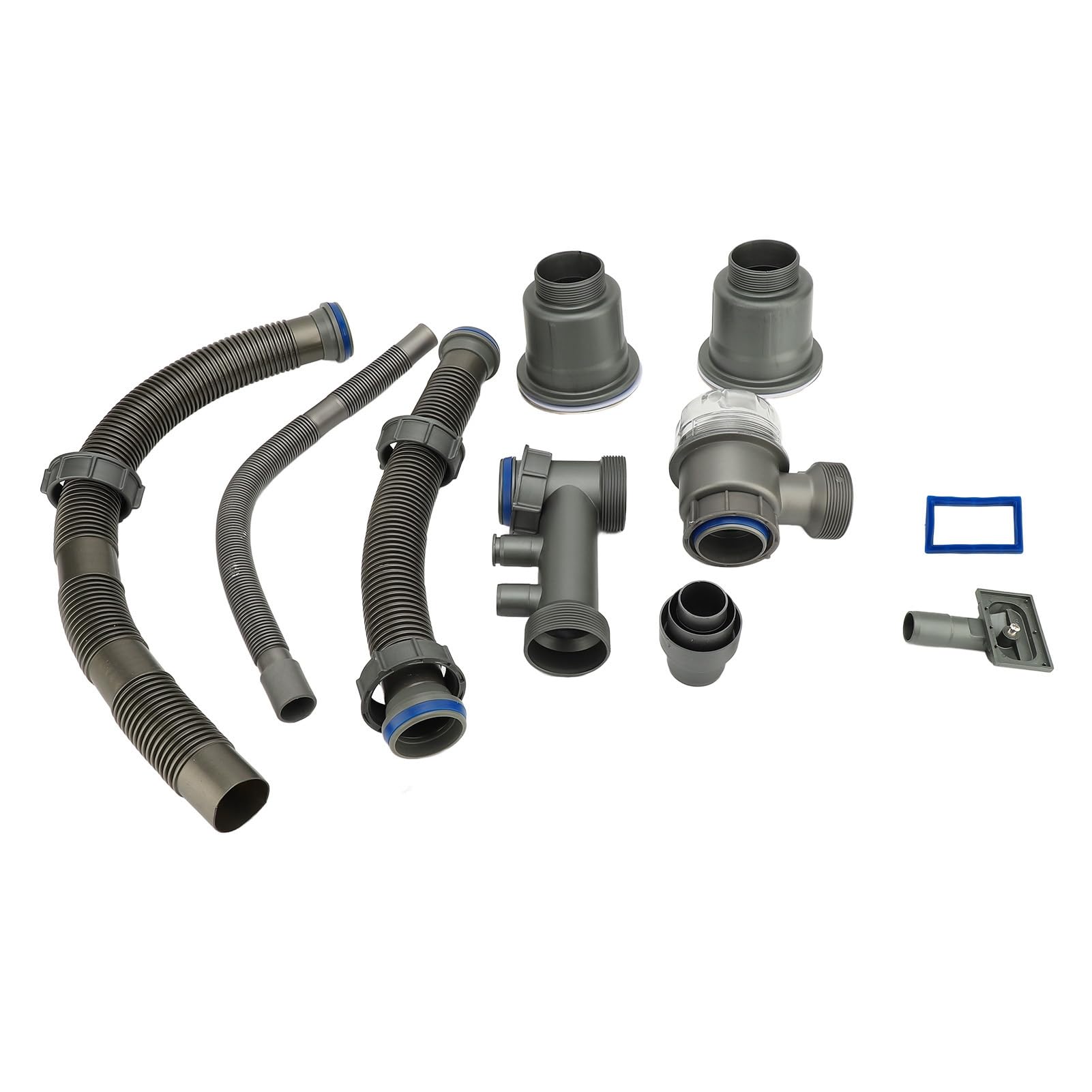 Kit de Drenaje de Cocina para Fregaderos de Doble Seno, Tubo de Desbordamiento de Drenaje de Fregadero Flexible de Metal de 110 Mm con Conector de Junta para Barra de Baño de