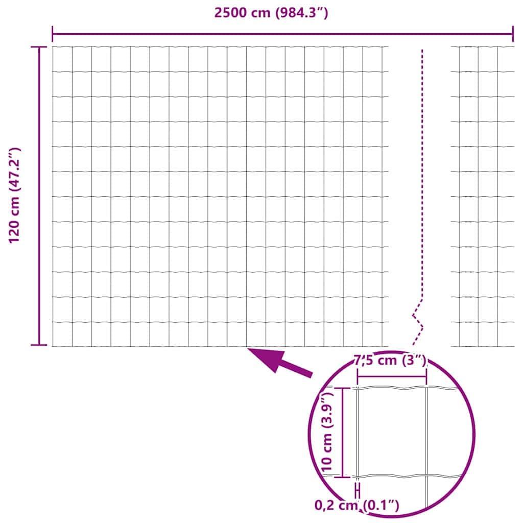 Ogrodzenie euro, 1,2 x 25 m, żelazo powlekane PCW, wytrzymałe ogrodzenie ogrodowe do użytku na zewnątrz, bariera dla zwierząt, łatwy montaż, odporna na warunki atmosferyczne i trwałe