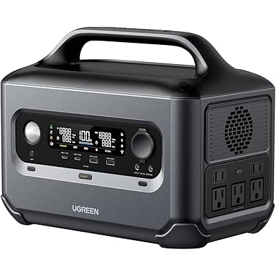 UGREEN ポータブル電源 リン酸鉄 680Wh 蓄電池 600W(最大1500W) AC/DC/USB出力 1.5時間満充電 純正弦波 アプリ操作 パススル …