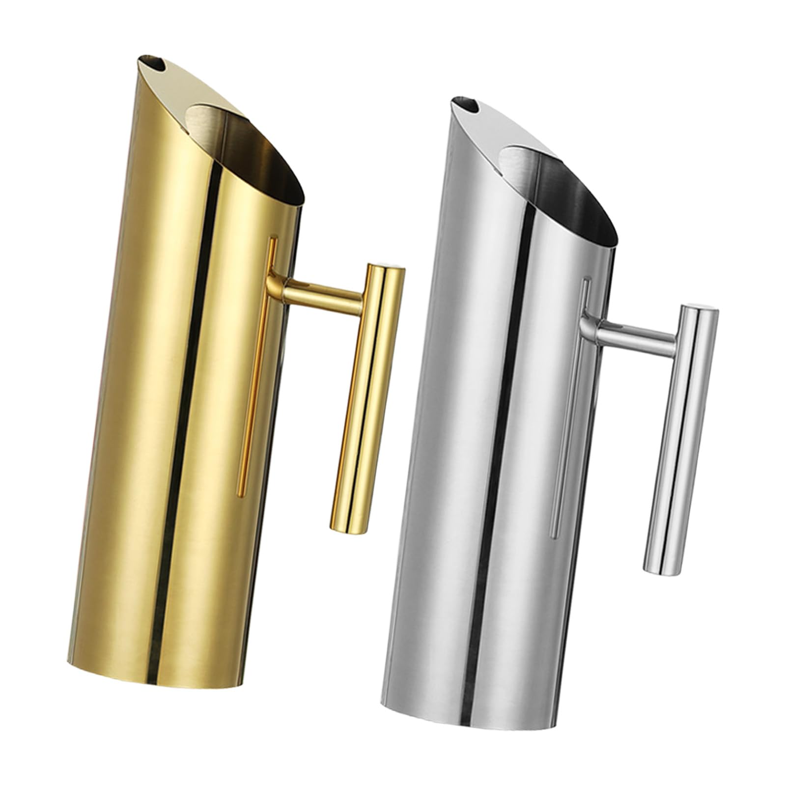 Jarra moderna de acero inoxidable con agarre antideslizante, pulido dorado y plateado, boca ancha, fácil de limpiar, ideal para cafeterías, hogar, restaurante, jarra de agua